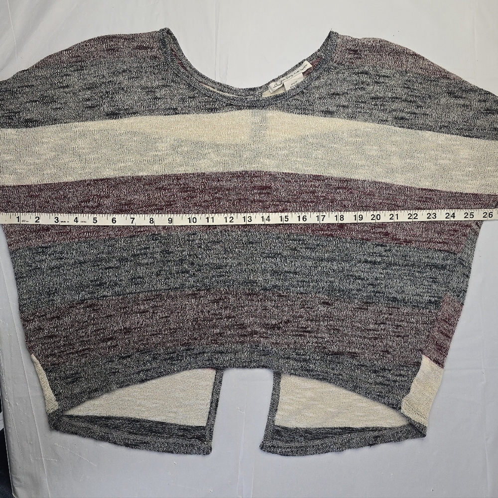 American Rag Colorblock Stripe Hi-Low Hem Dolman Sleeve Button Back Lightweight - Picture 9 of 12